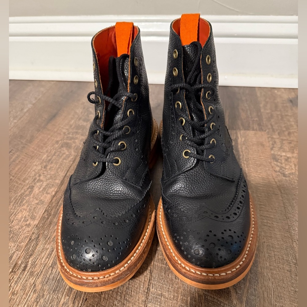 Tricker's Black Leather Brogue Boots